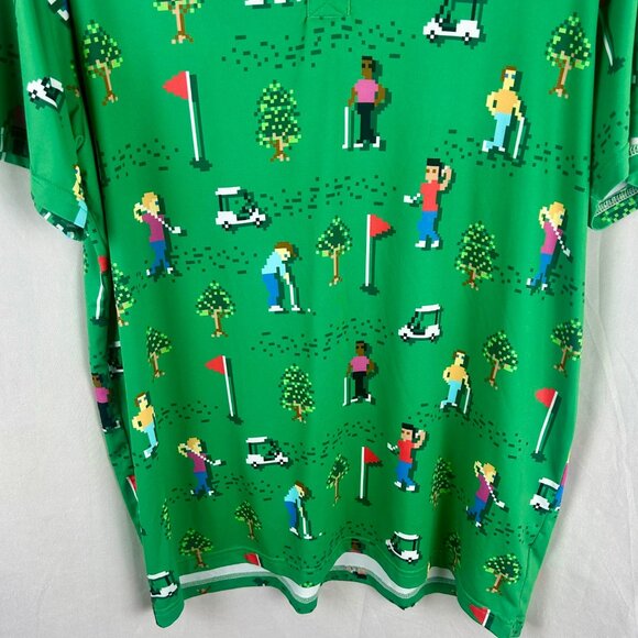 Tipsy Elves 8 Bit Birdie Performance Golf Polo Shirt Men Large Green Video Games - Picture 7 of 9